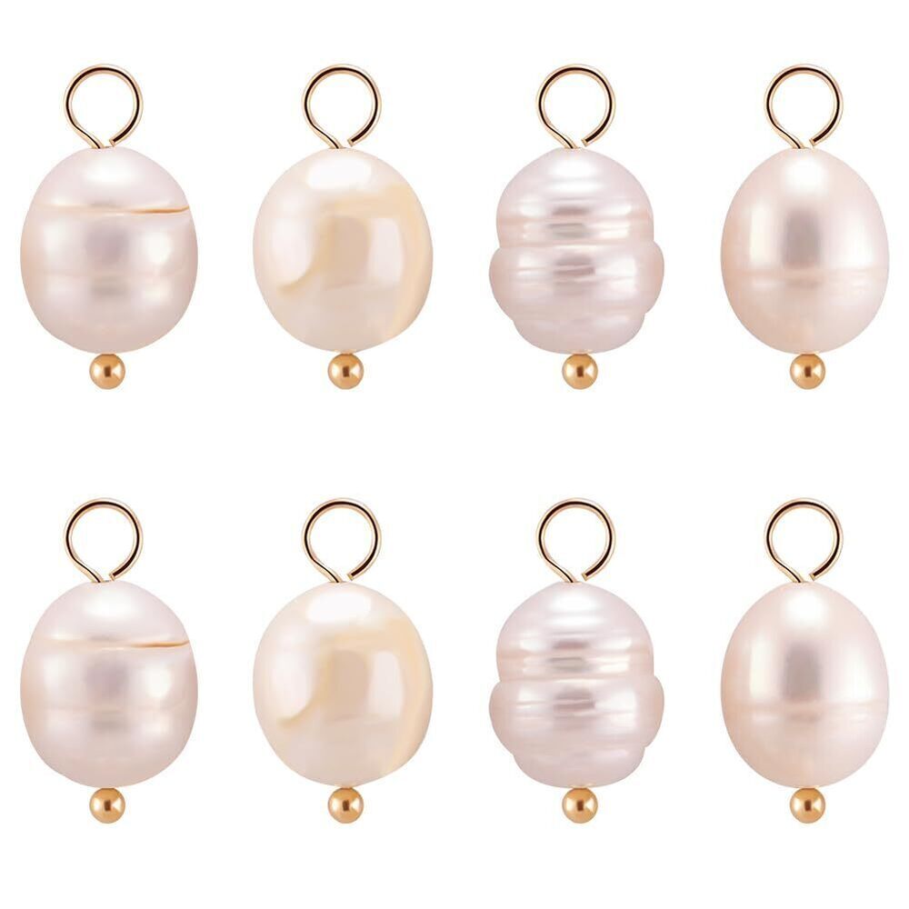 1030 1 Box 30Pcs Big Freshwater Pearl Charms Natural Cultured with 18K Gold